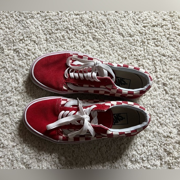 Unisex Old Skool Low Top Red Checkered Vans - Picture 7 of 8